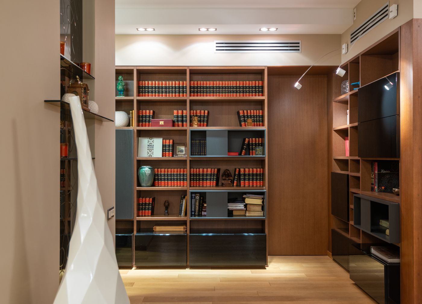 Full height library casework with concealed lighting